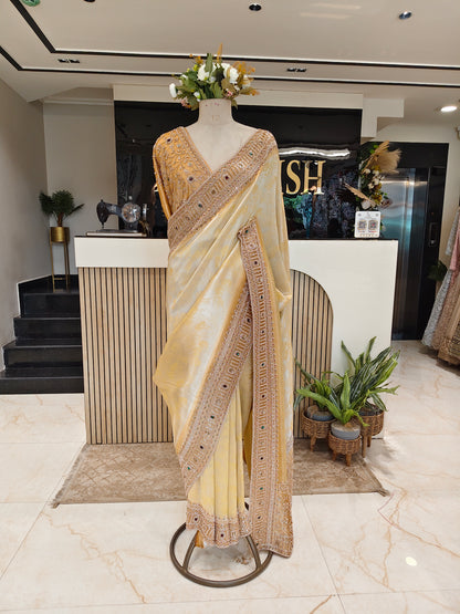 Gold Lemon Tissue Saree