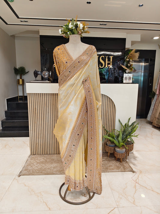 Gold Lemon Tissue Saree