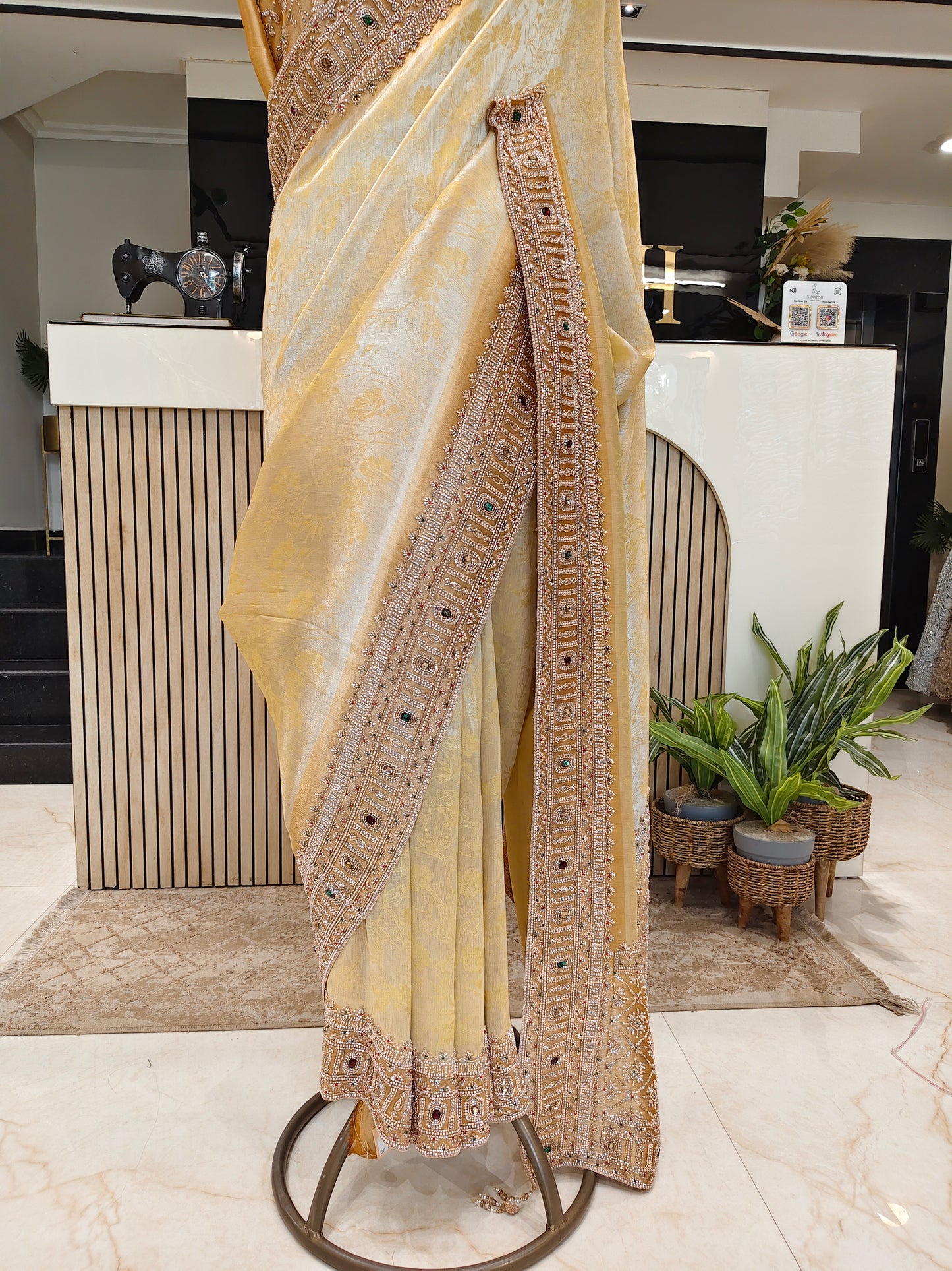 Gold Lemon Tissue Saree
