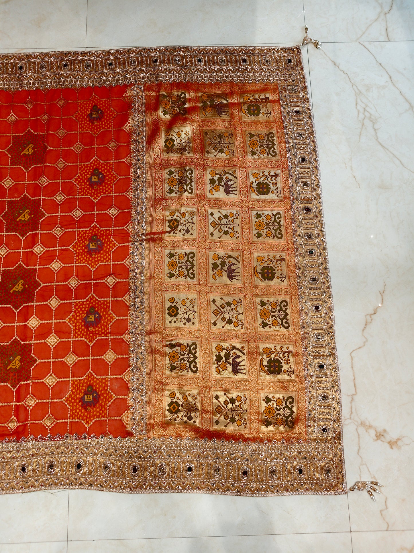 Orange Handwork Georgette Saree