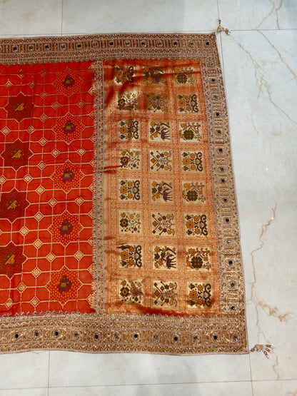 Orange Handwork Georgette Saree