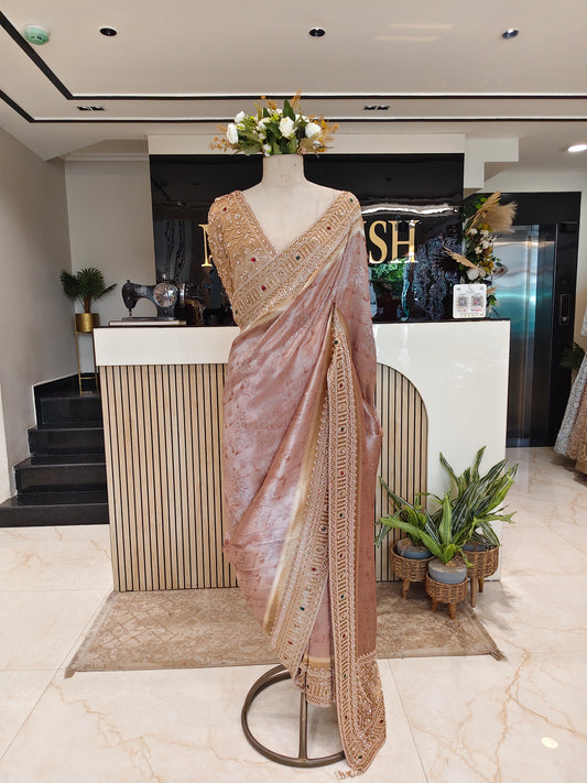 Rose Gold Tissue Saree
