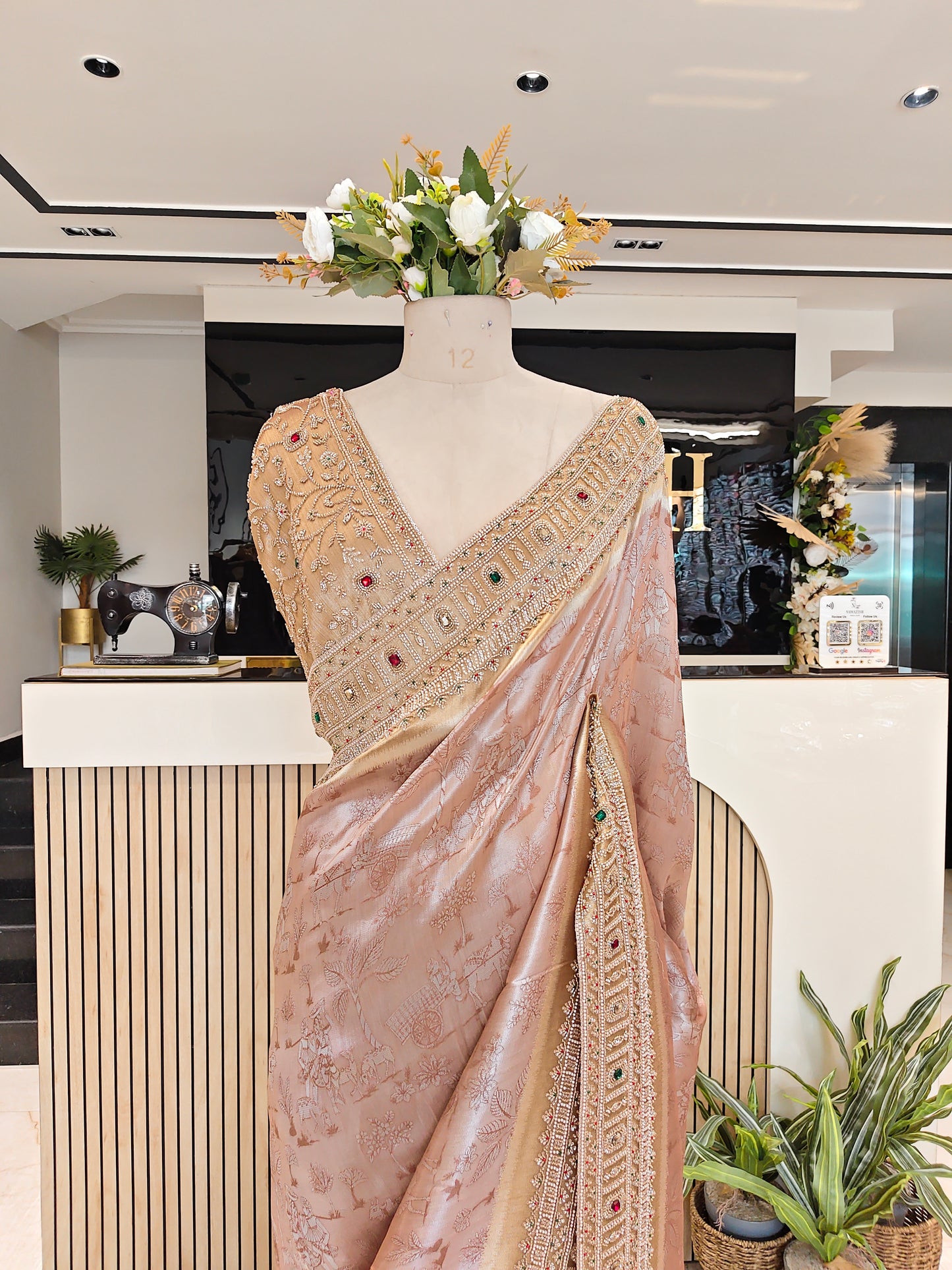 Rose Gold Tissue Saree