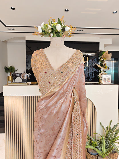 Rose Gold Tissue Saree