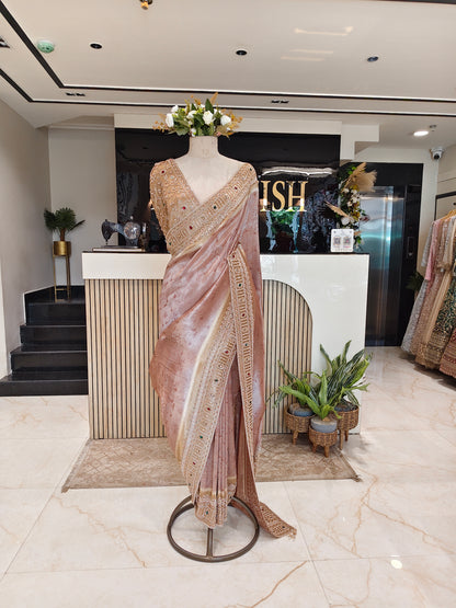 Rose Gold Tissue Saree