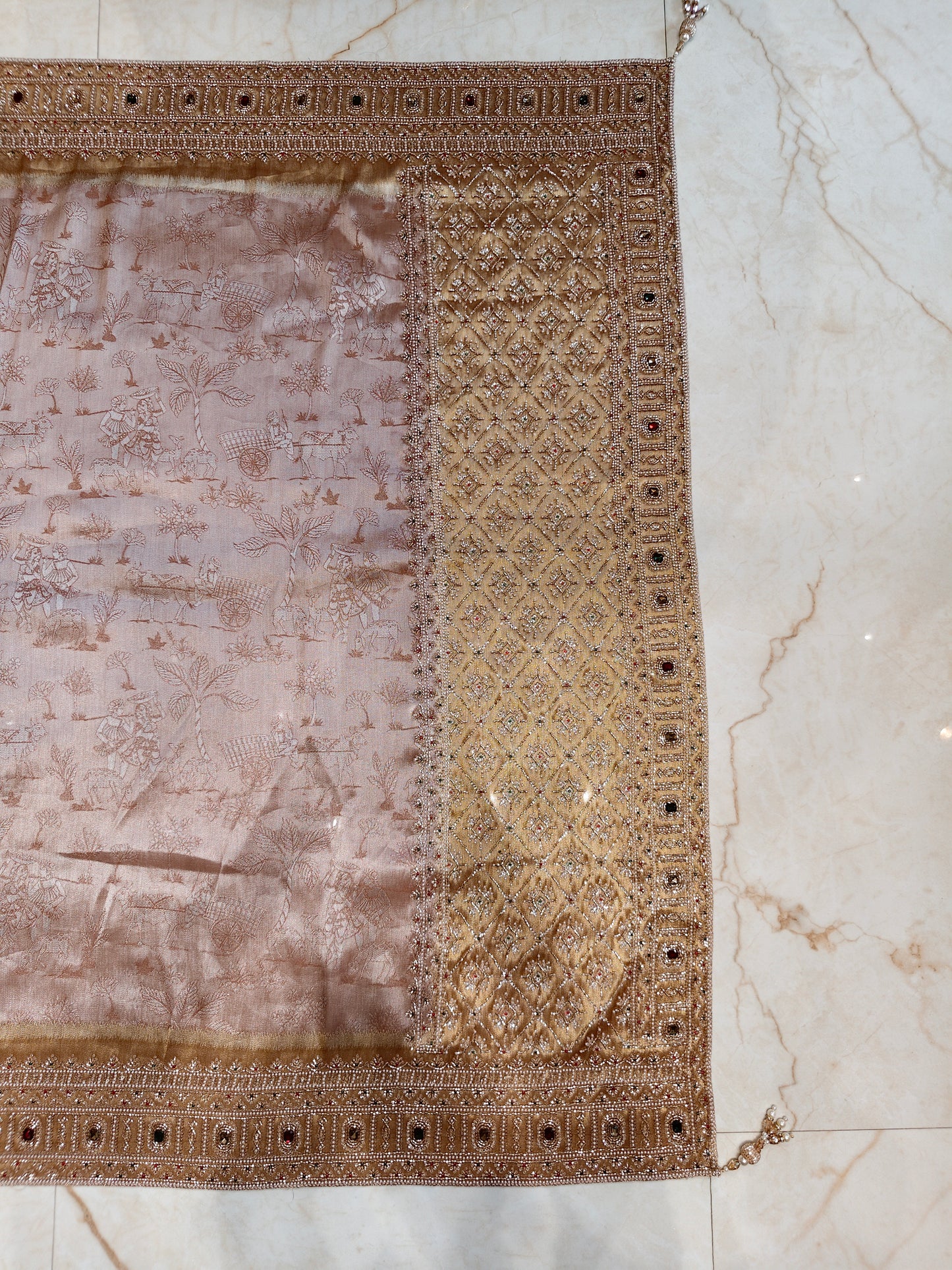 Gold Rose Gold Tissue Saree