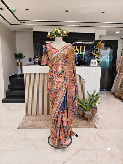 Blue Satin Saree