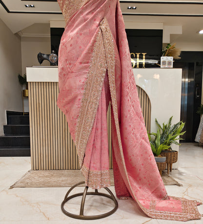 Baby Pink Tissue Saree