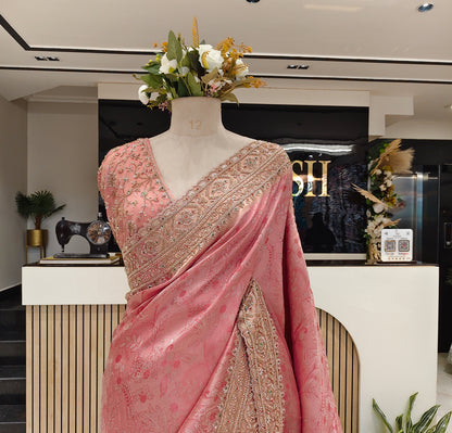 Baby Pink Tissue Saree