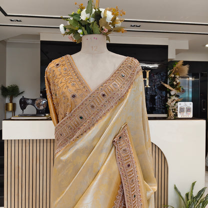 Gold Lemon Tissue Saree