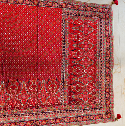 Red Satin Saree