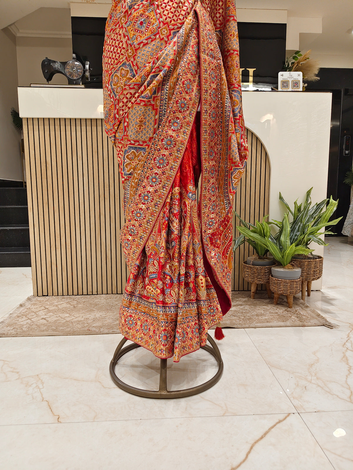 Red Satin Saree
