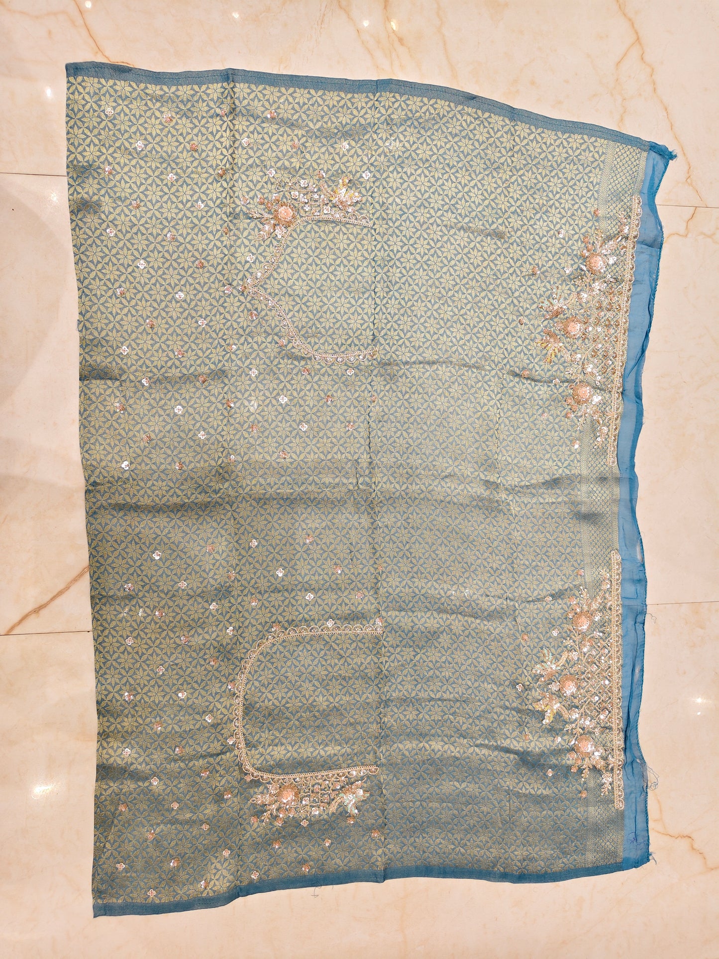Steel Blue Jacquard Tissue Saree