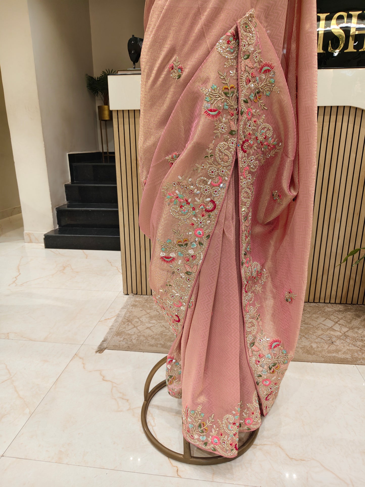 Baby Pink Tissue Saree