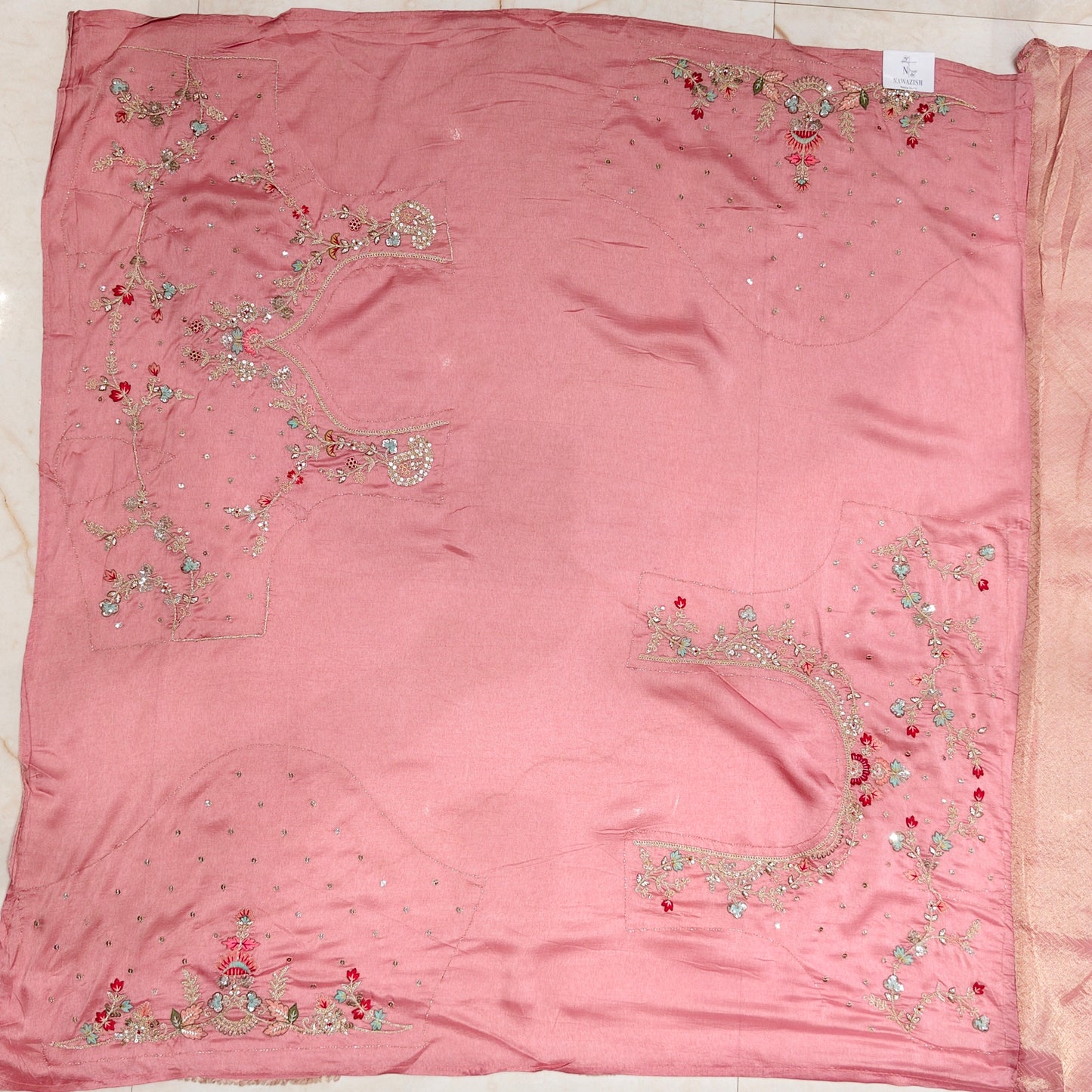 Baby Pink Tissue Saree