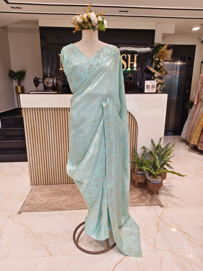 Mint Green Tissue Saree