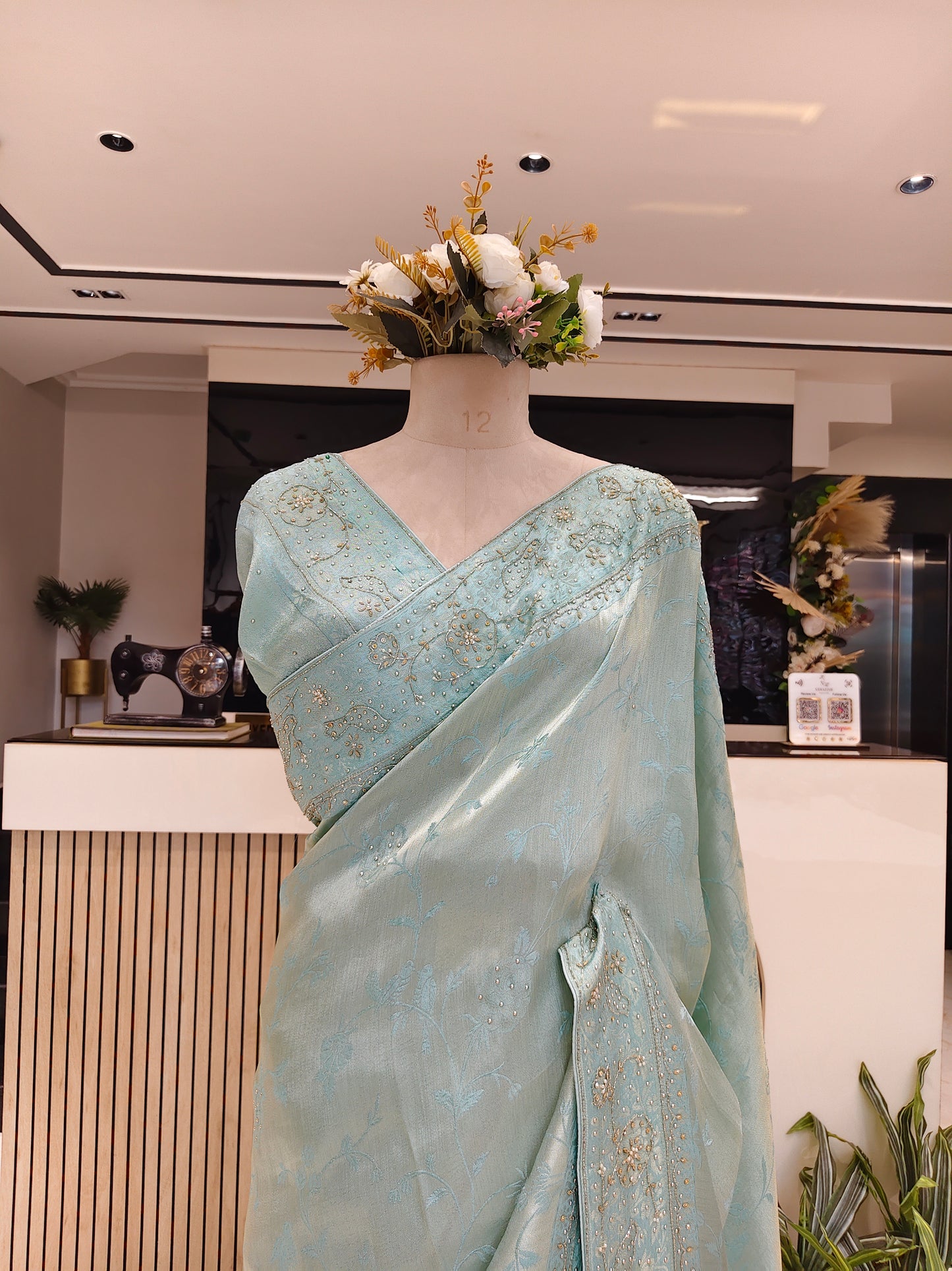 Mint Green Tissue Saree