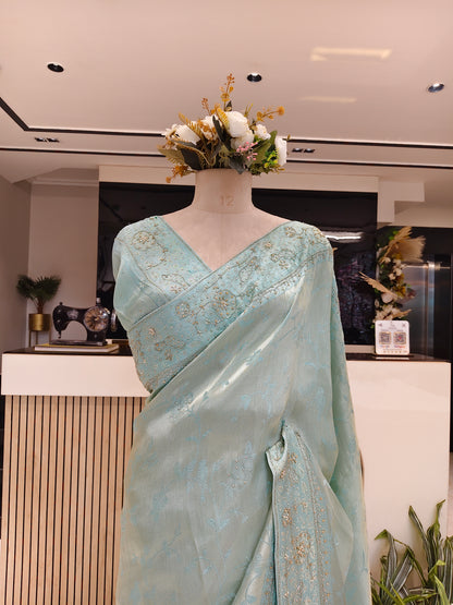 Mint Green Tissue Saree