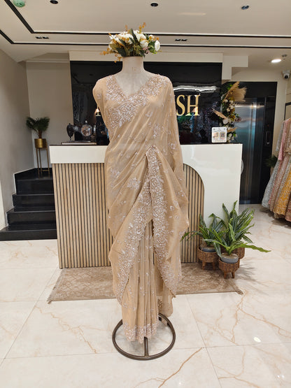 Golden Jacquard Tissue Saree