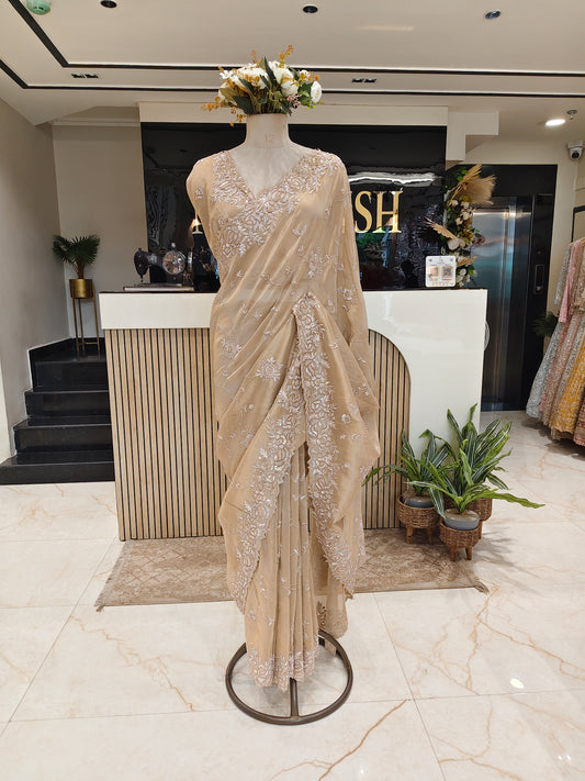 Golden Jacquard Tissue Saree