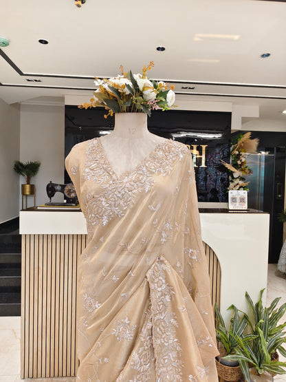 Golden Jacquard Tissue Saree