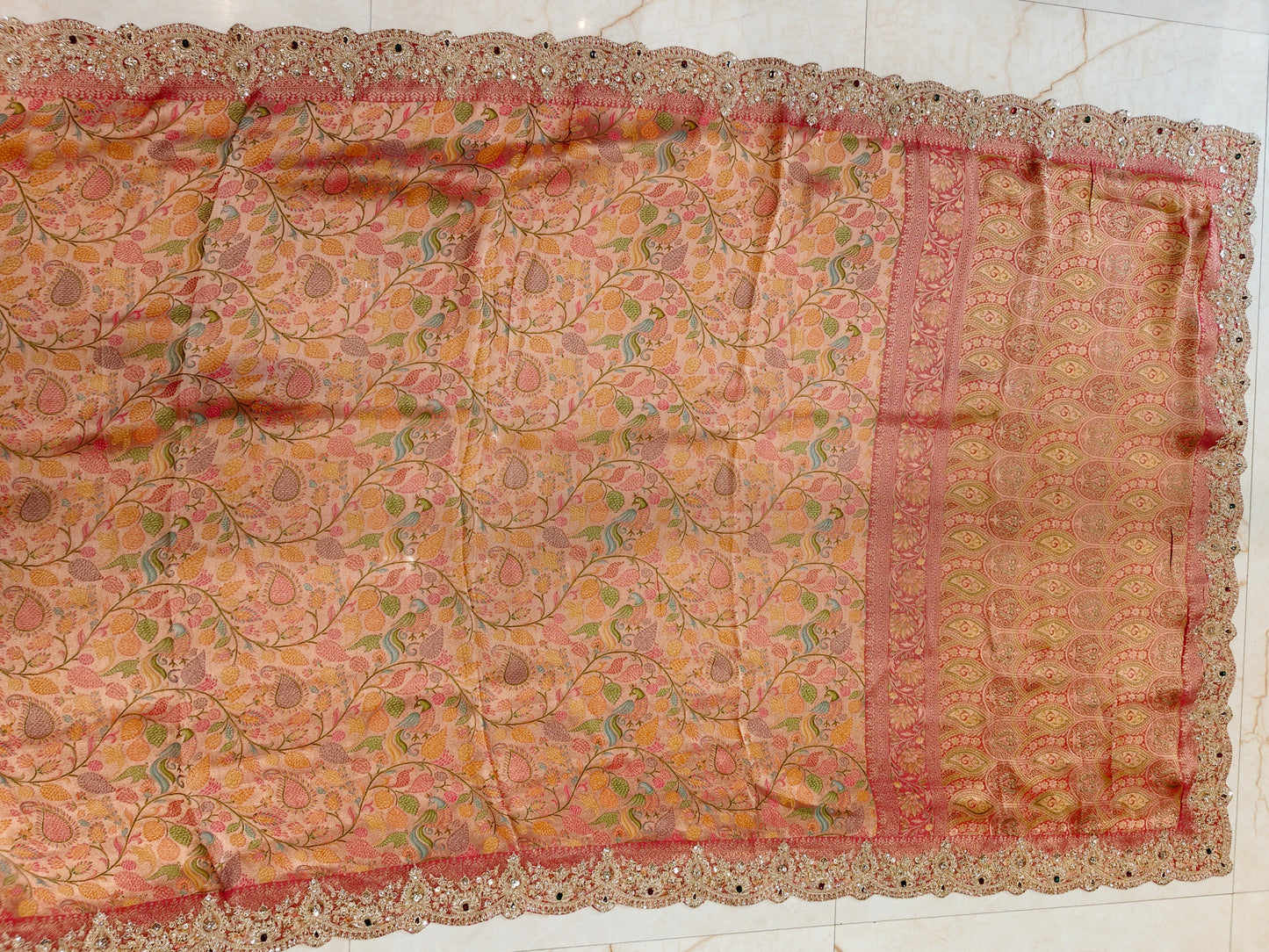 Pink Jacquard Tissue Saree