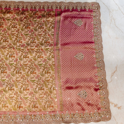 Pink Jacquard Tissue Saree