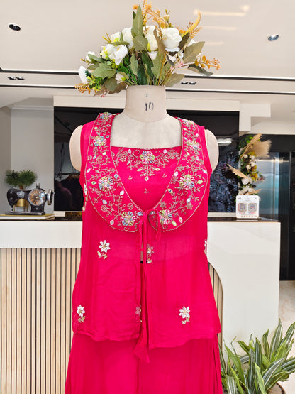 Rani Pink Chinon Indo-Western Set