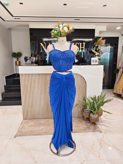 Blue Net Indo-Western Set