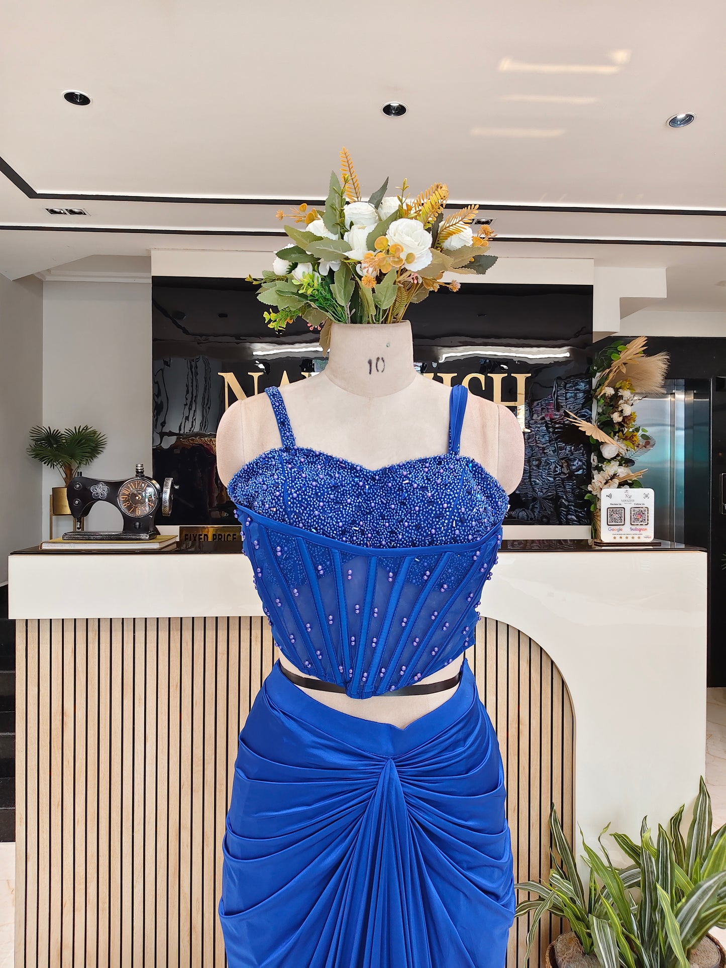 Blue Net Indo-Western Set