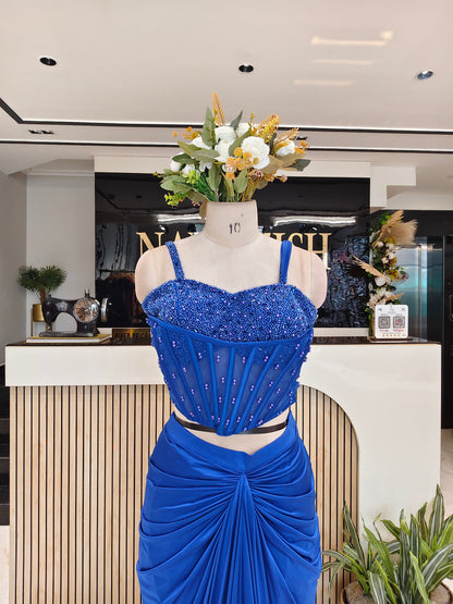 Blue Net Indo-Western Set