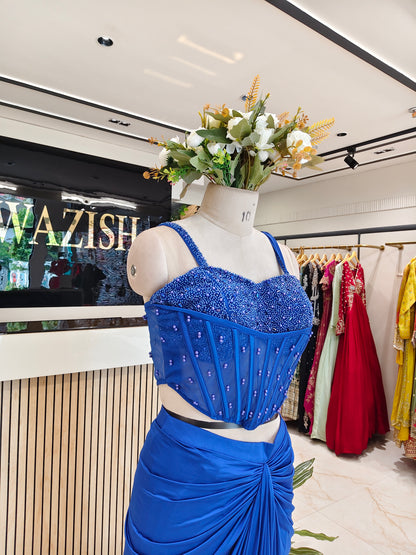 Blue Net Indo-Western Set