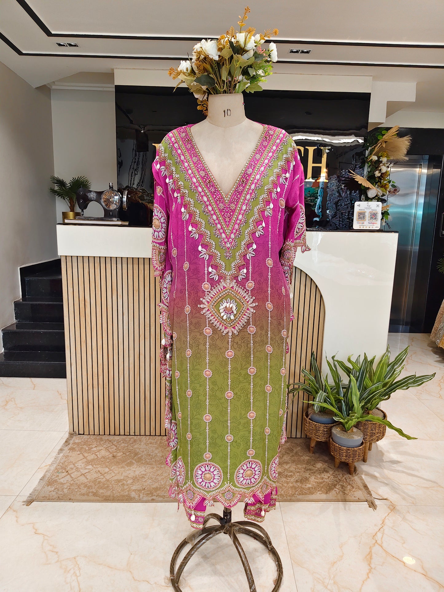 Ombre Crepe Indo-Western Kaftan