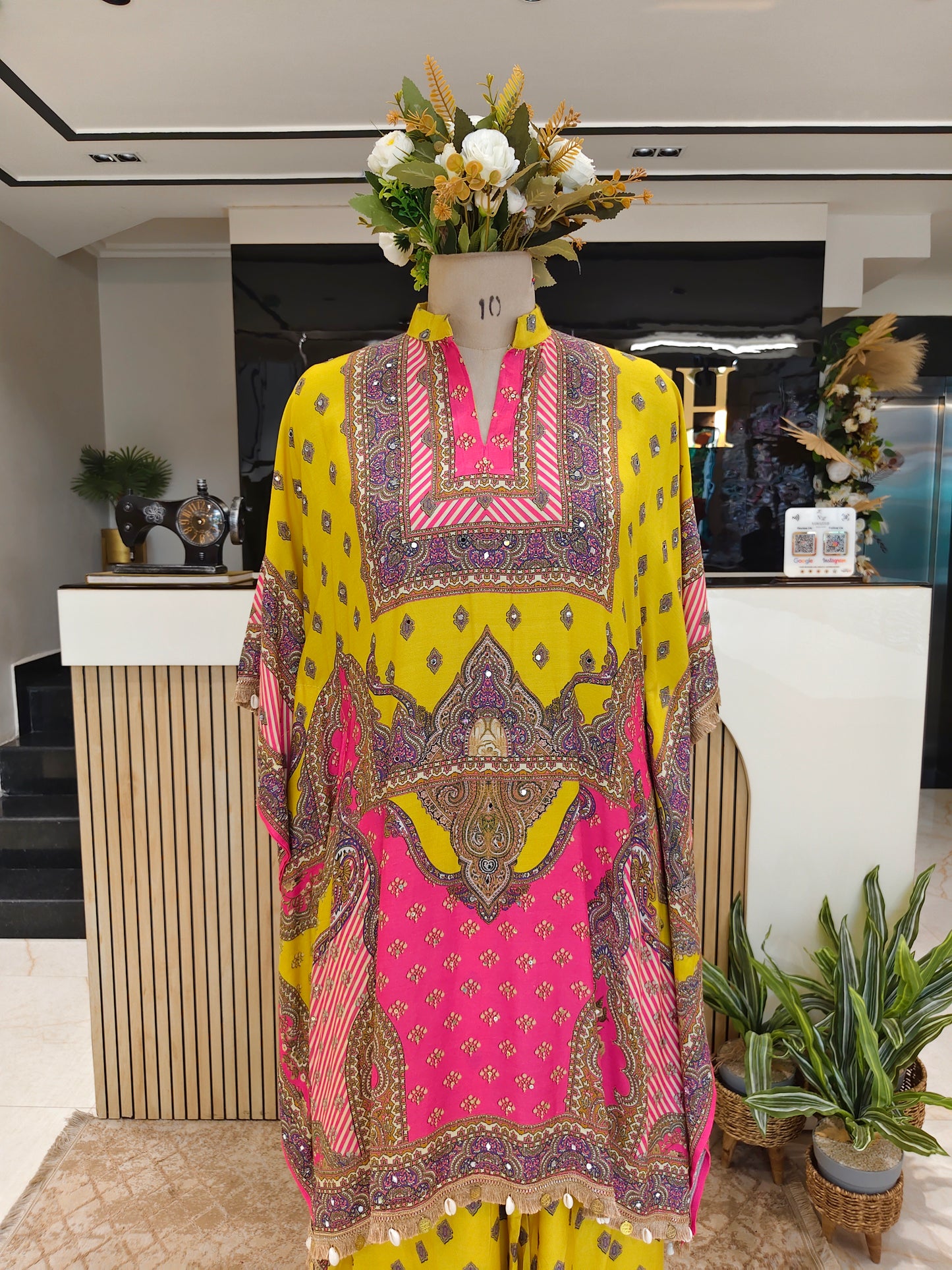 Yellow Silk Indo-Western Kaftan