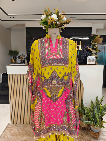 Yellow Silk Indo-Western Kaftan