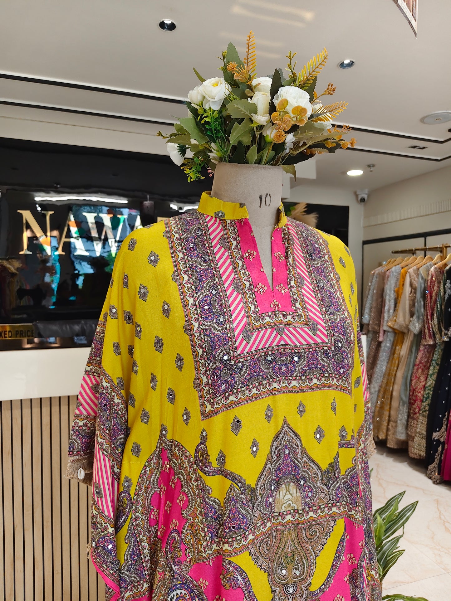 Yellow Silk Indo-Western Kaftan