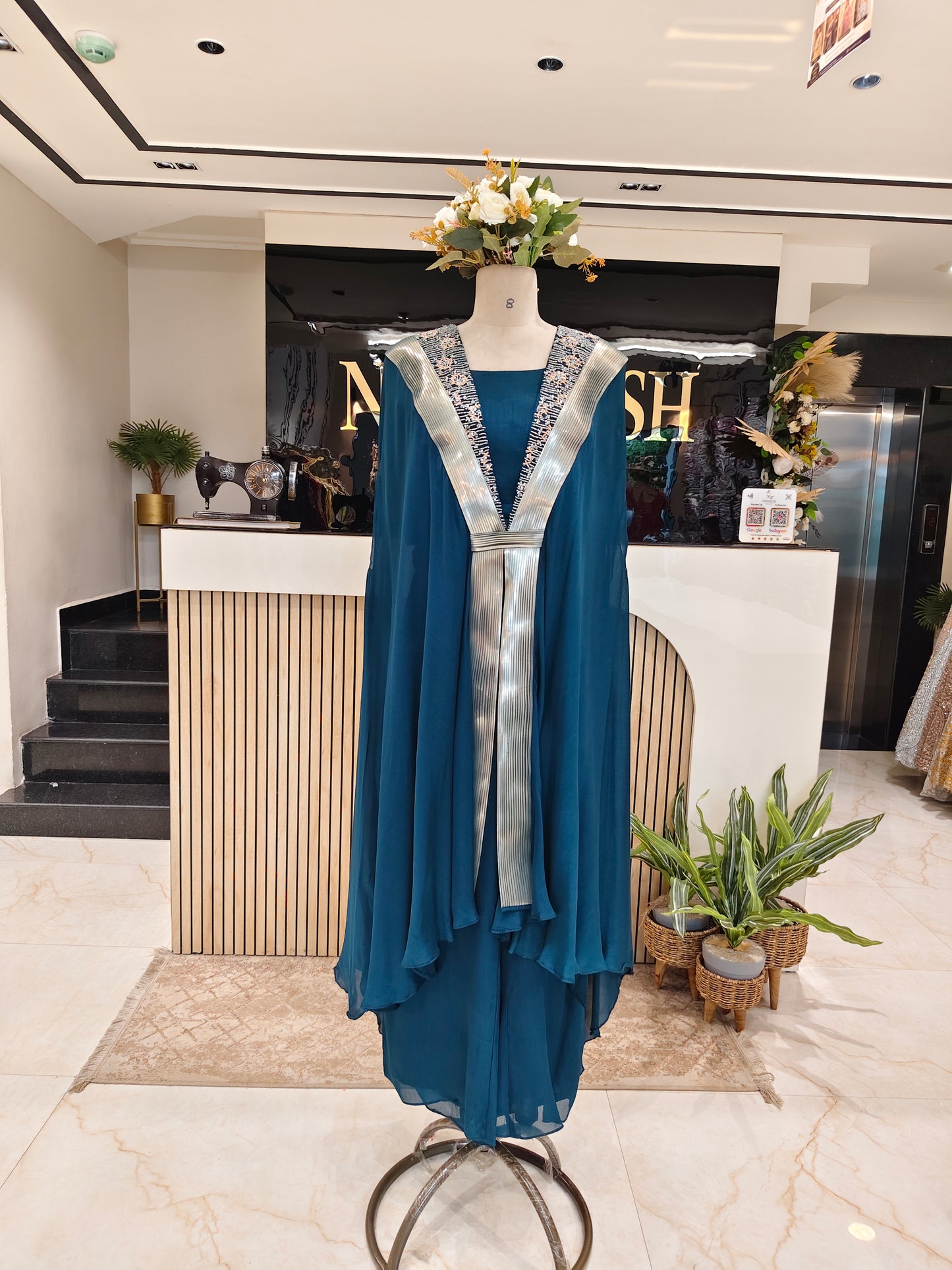 Indigo Blue Chinon Indo-Western Kaftan
