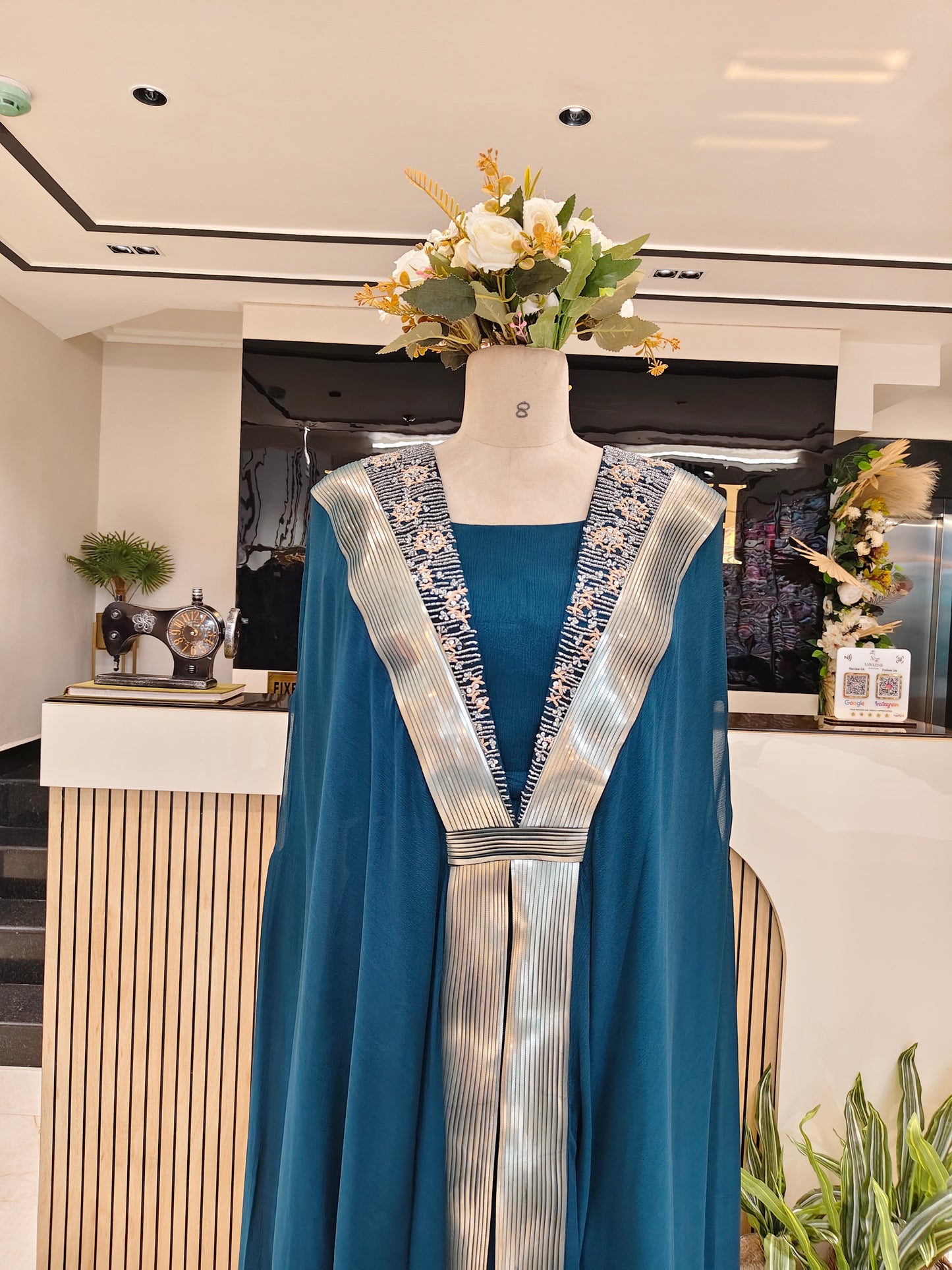 Indigo Blue Chinon Indo-Western Kaftan