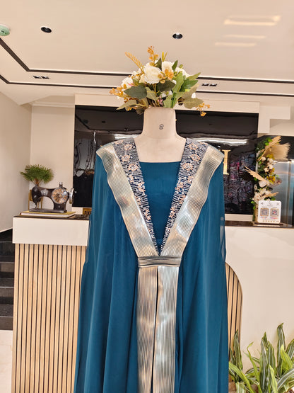 Indigo Blue Chinon Indo-Western Kaftan