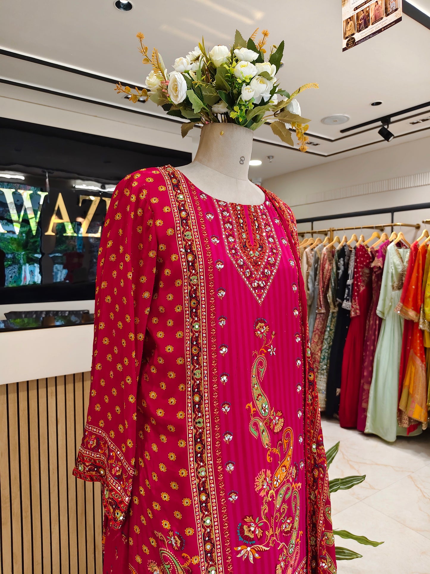 Hot Pink Crepe Sharara Set