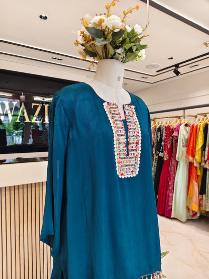 Teal Blue Chinon Co-ord Set