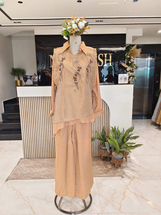 Golden Crush Tissue Indo-Western Set