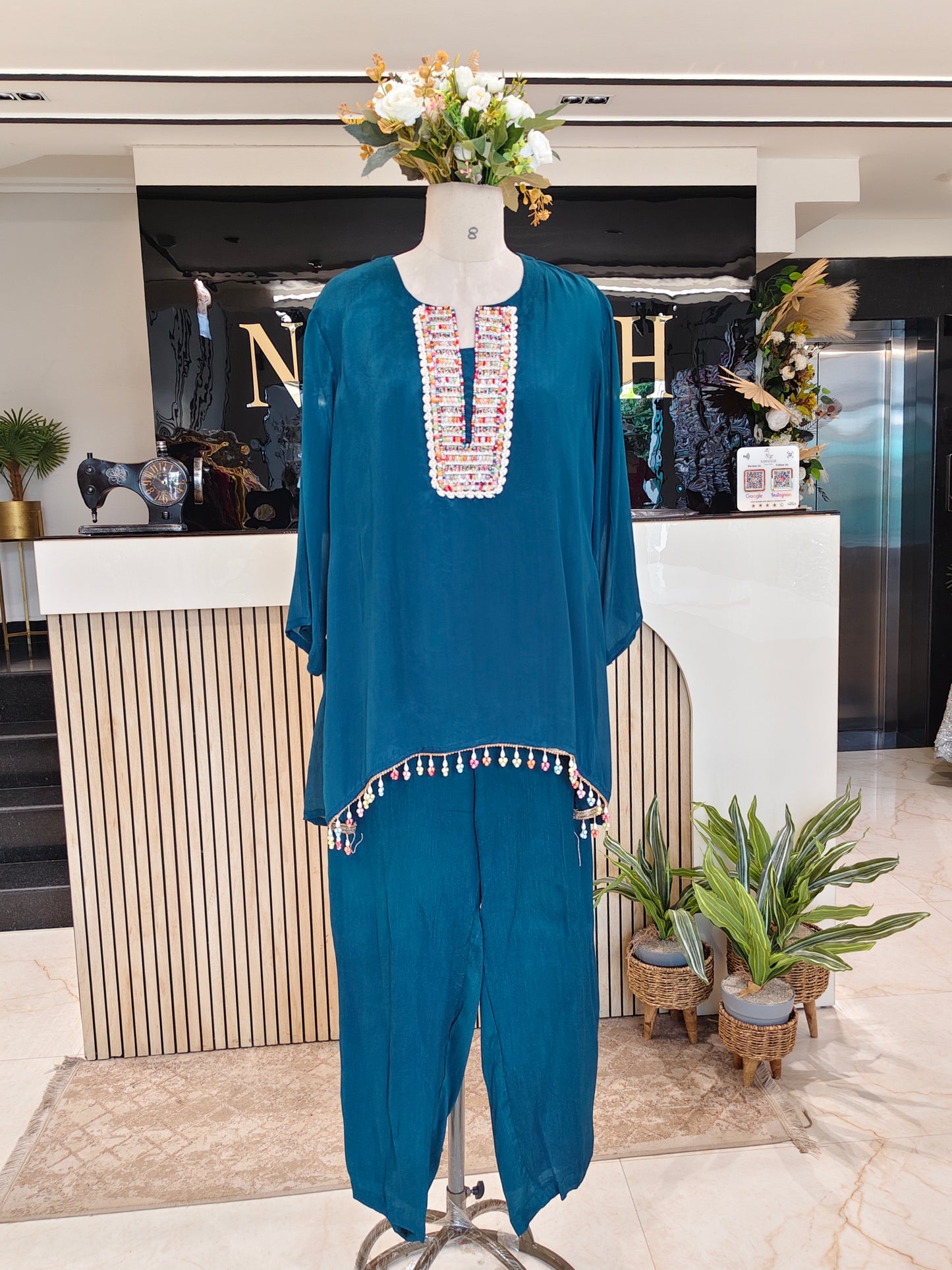 Teal Blue Chinon Co-ord Set
