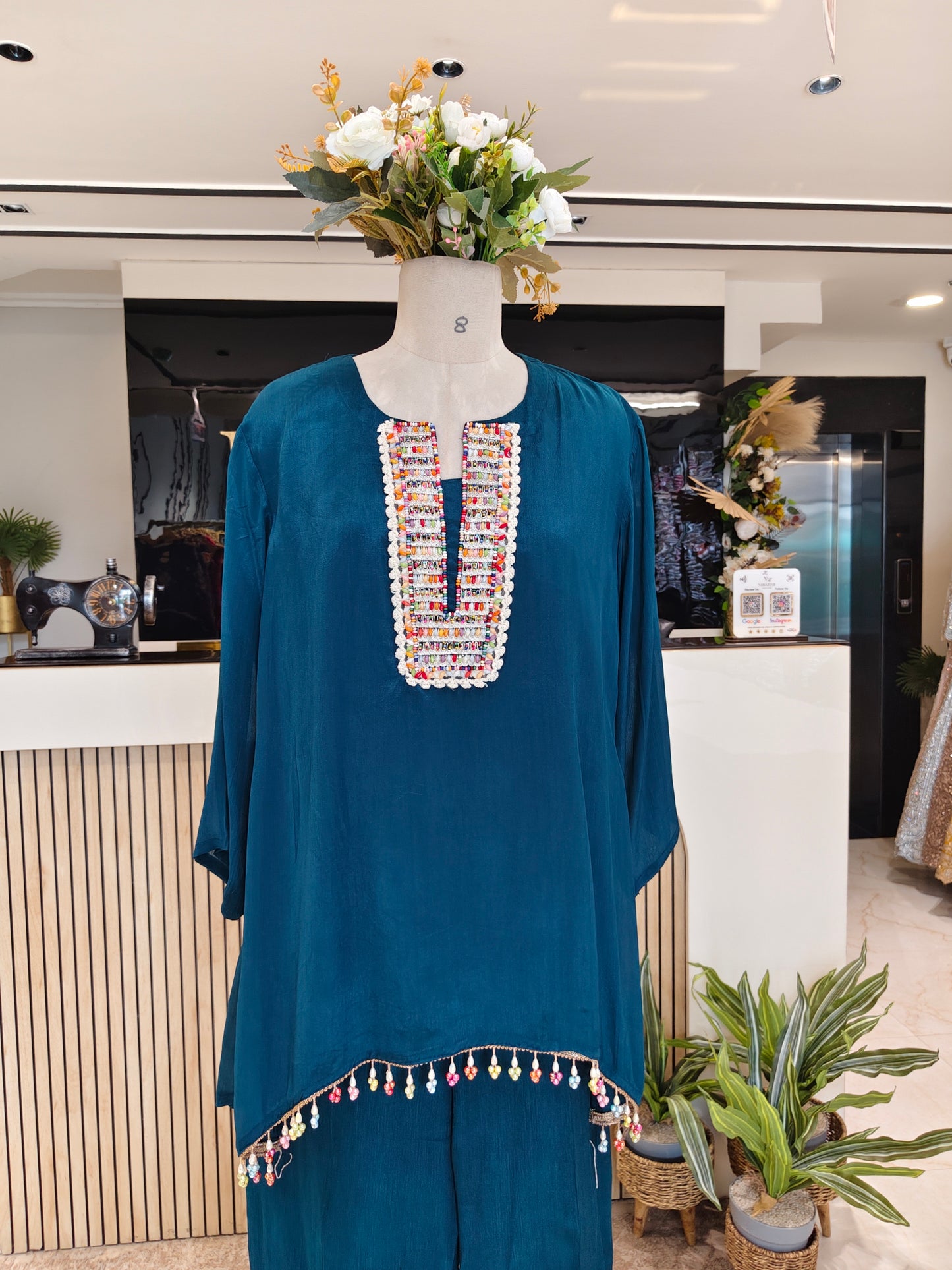 Teal Blue Chinon Co-ord Set