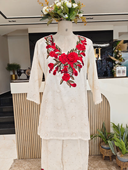 Off White Cotton Co-ord Set