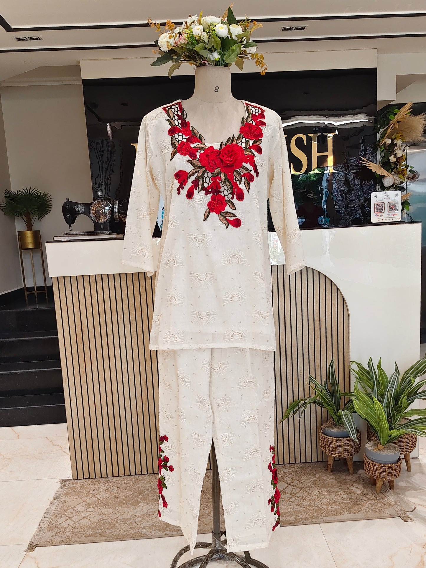 Off White Cotton Co-ord Set