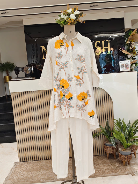 Off White Cotton Co-ord Set