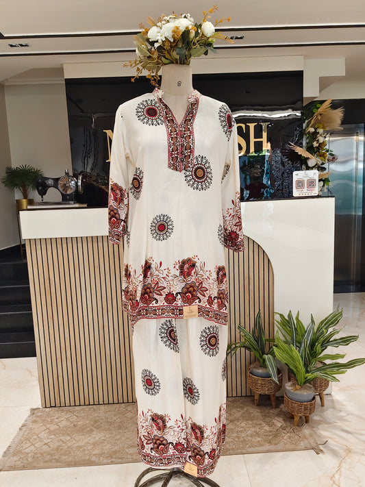 Cream Rivon Cotton Co-ord Set