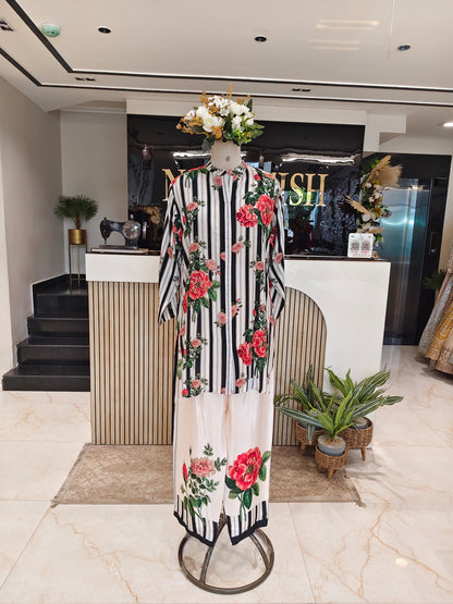 Off White & Black Crepe Co-ord Set