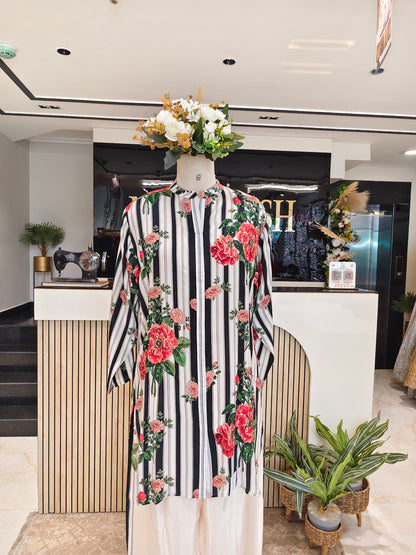 Off White & Black Crepe Co-ord Set